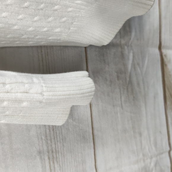 𝅺willi Smith White Cable Knit Cardigan Button-Up 3/4 Sleeve Sweater Size Medium - Picture 7 of 13